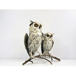 Sowy metalowe dekoracja 36 cm